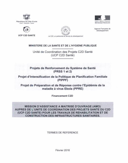 ...Côte d’Ivoire Projets C2D Santé...CONSULTER NOTRE PAGE FACEBOOK.....ministère de la santé et de l'hygiène publique