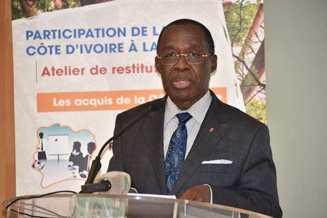 Cérémonie de restitution nationale de la participation de la Côte d'ivoire à la Cop 24 à l'auditorium de la primature. lundi 11 Mars 2019. Présence du Ministre de la Santé et de l’Hygiène Publique,le Dr AKA AOUELE.