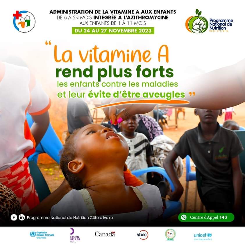 Nutrition/ Campagne de distribution de vitamine A et d'Azithromycine aux enfants, du vendredi 24 au lundi 27 novembre 2023.