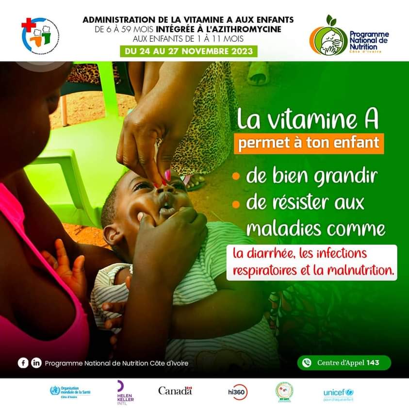 Nutrition/ Campagne de distribution de vitamine A et d'Azithromycine aux enfants.